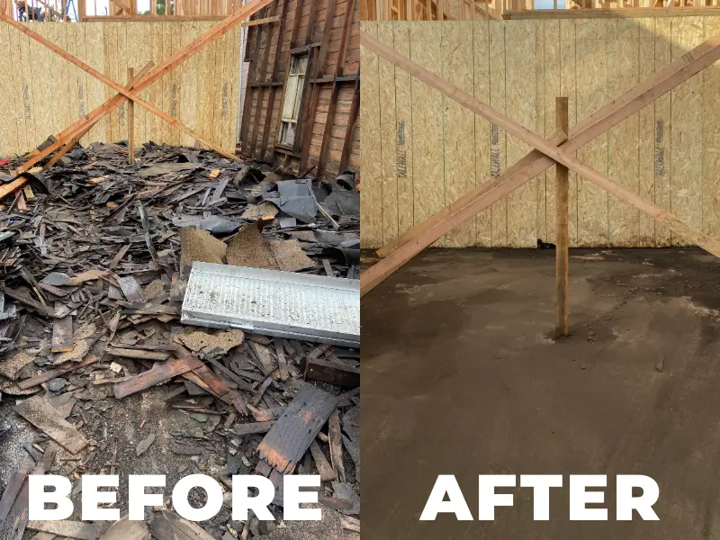 Construction debris removal before and after by Sactown Junk Removal in Sacramento