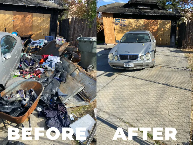 Garage junk removal before and after by Sactown Junk Removal in Sacramento