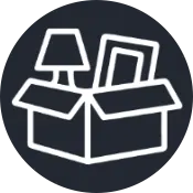 Icon of a box filled with household items representing estate and property cleanouts