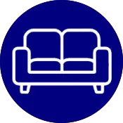Modern icon of a couch representing professional furniture removal services