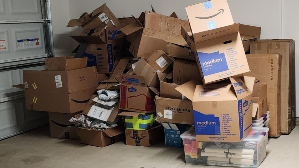 Carboard Trash in Garage